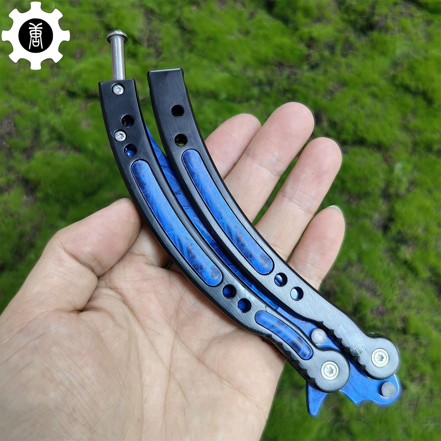 Doppler Sapphire Balisong Game Butterfly Knife 