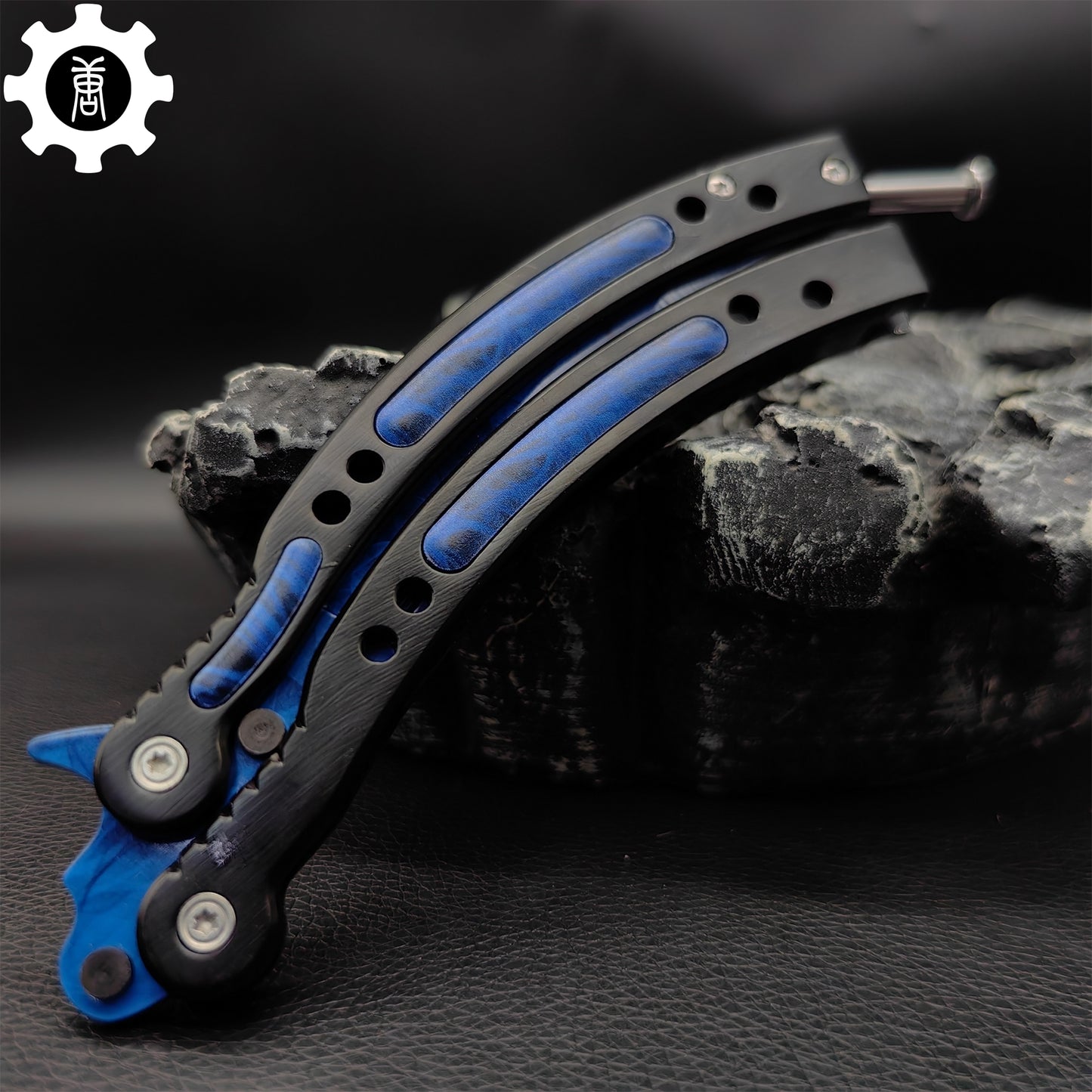 Doppler Sapphire Balisong Game Butterfly Knife 