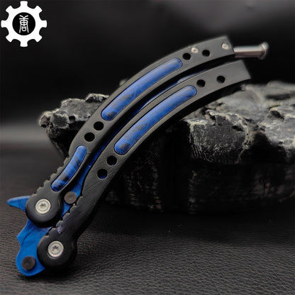 Doppler Sapphire Balisong Game Butterfly Knife 