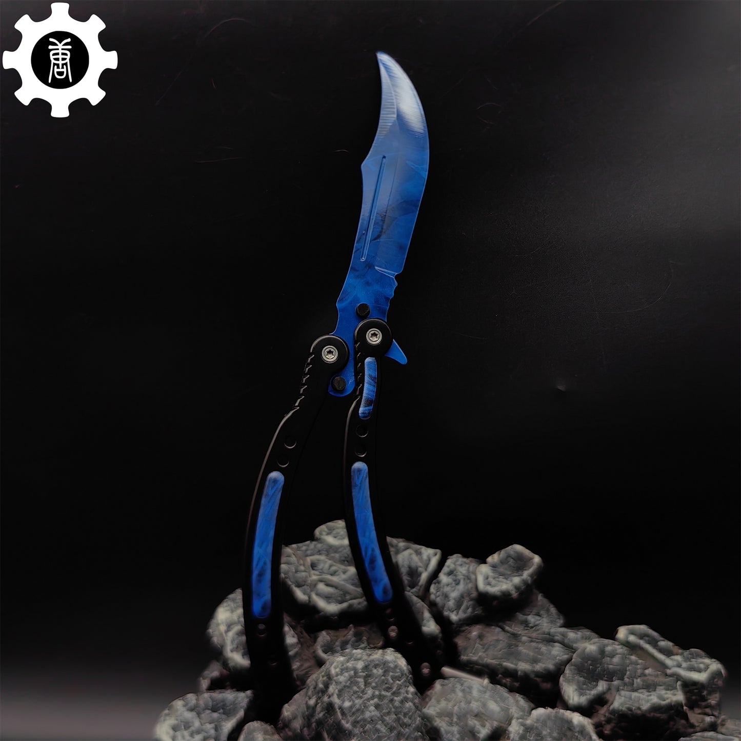 Doppler Sapphire Balisong Game Butterfly Knife 