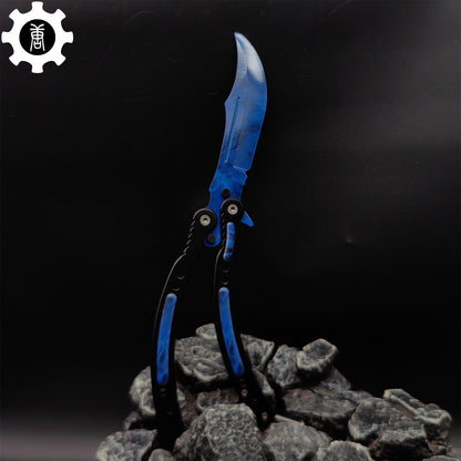 Doppler Sapphire Balisong Game Butterfly Knife 
