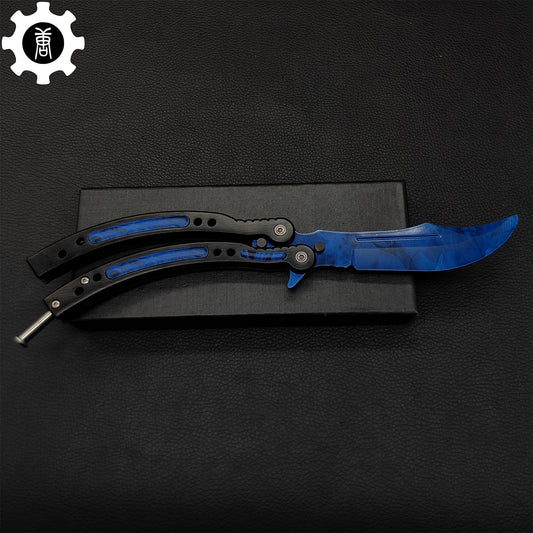 Doppler Sapphire Balisong Game Butterfly Knife 