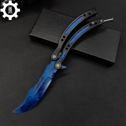 Doppler Sapphire Balisong Game Butterfly Knife 