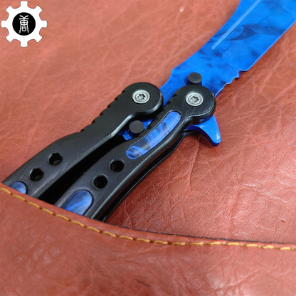 Doppler Sapphire Balisong Game Butterfly Knife 