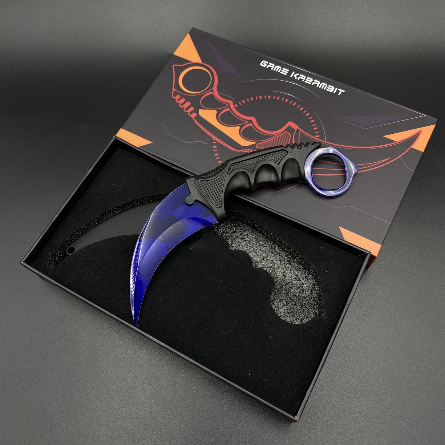 Game Karambit Doppler Sapphire Skin Replica Dull Blade Trainer Knife For Collection