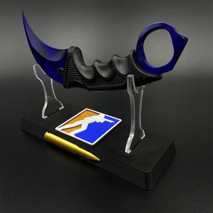 Game Karambit Doppler Sapphire Skin Replica Dull Blade Trainer Knife For Collection