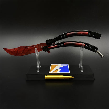 CS Butterfly Knife Doppler Ruby Unsharpened Balisong Trainer - Dull Blade Display Prop