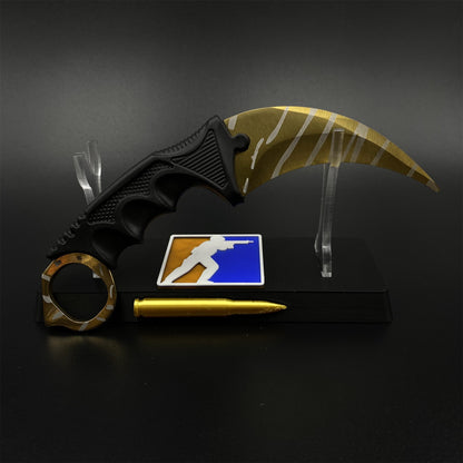 Game Karambit Tiger Tooth Skin Replica Dull Blade Trainer Knife For Collection