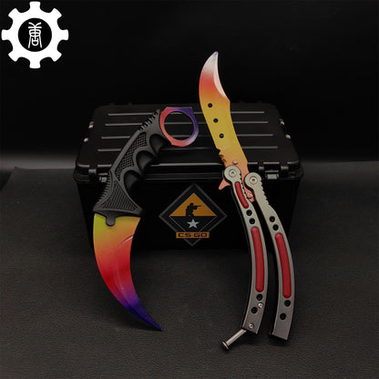Fade Karambit & Balisong Trainer Weapon Case Blunt Blade Props