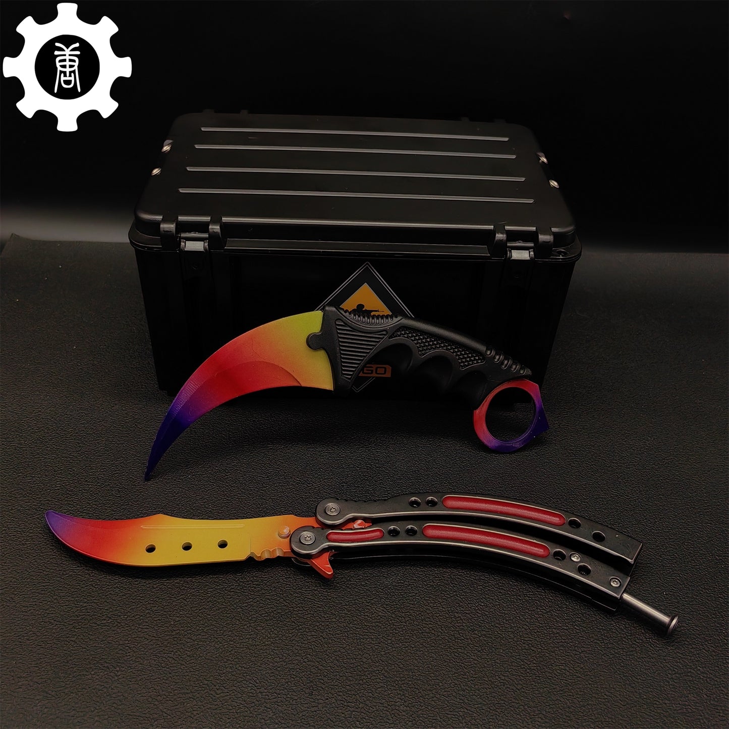 Fade Karambit & Balisong Trainer Weapon Case Blunt Blade Props