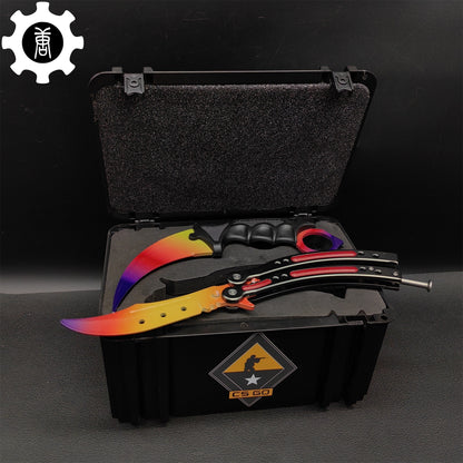 Fade Karambit & Balisong Trainer Weapon Case Blunt Blade Props