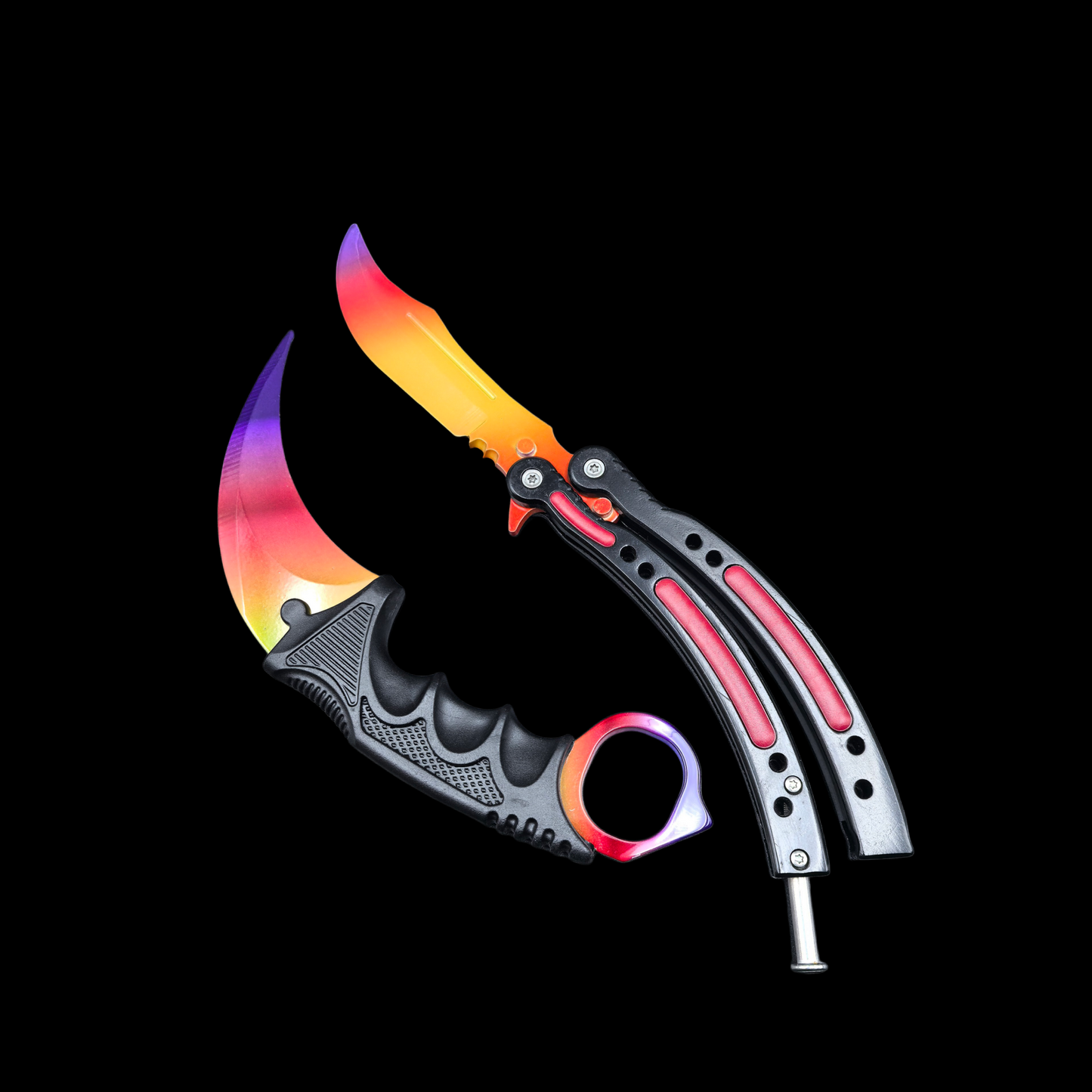Fade Doppler Lore Case Hardened Gamma Case Balisong Karambit 2 in 1 Gift Box