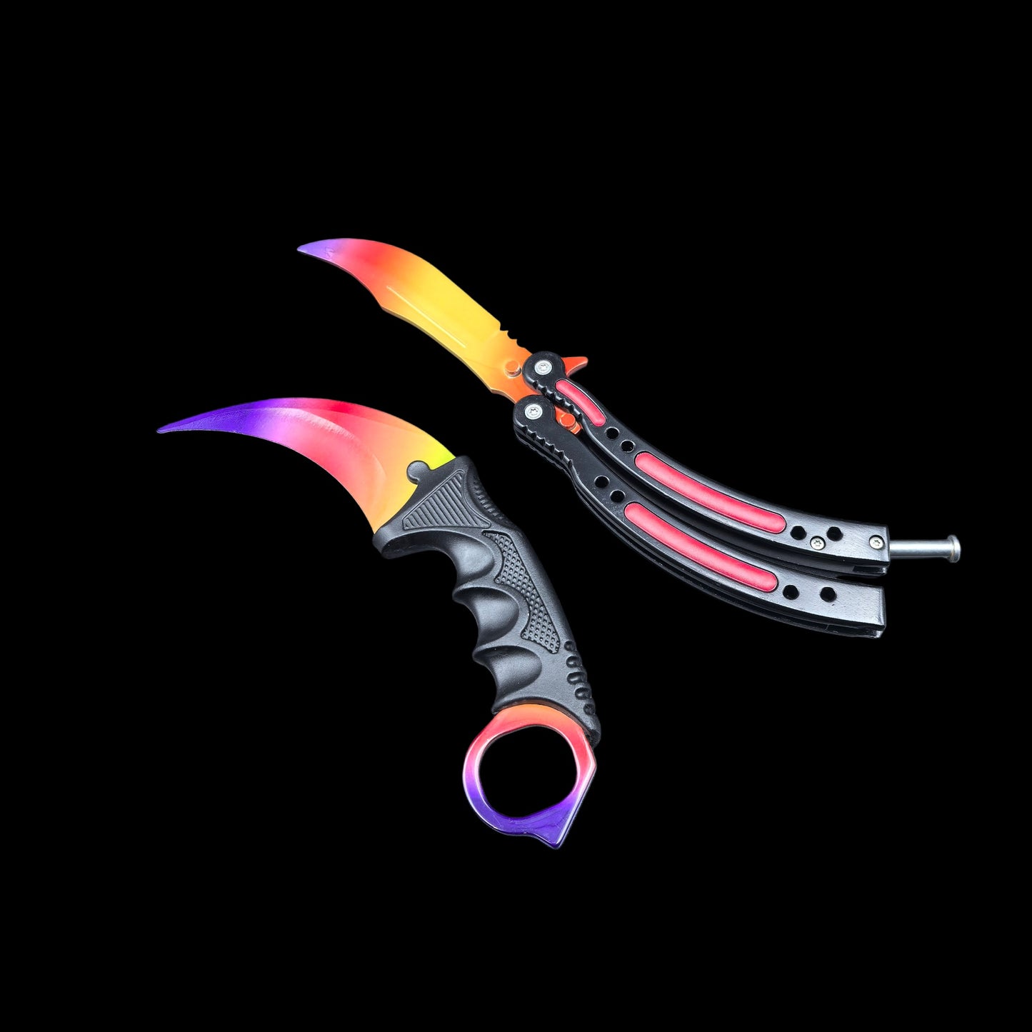Fade Doppler Lore Case Hardened Gamma Case Balisong Karambit 2 in 1 Gift Box