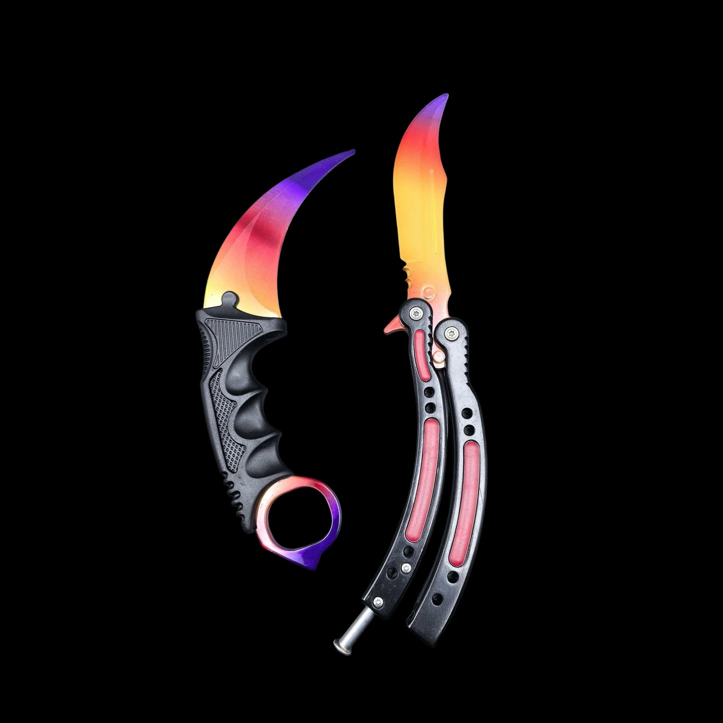 Fade Doppler Lore Case Hardened Gamma Case Balisong Karambit 2 in 1 Gift Box