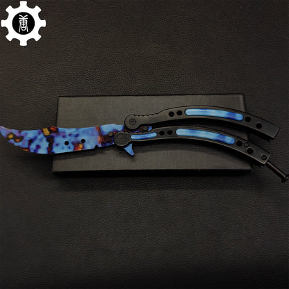 Case Hardened Blue Gem Seed Balisong Game Butterfly Knife 