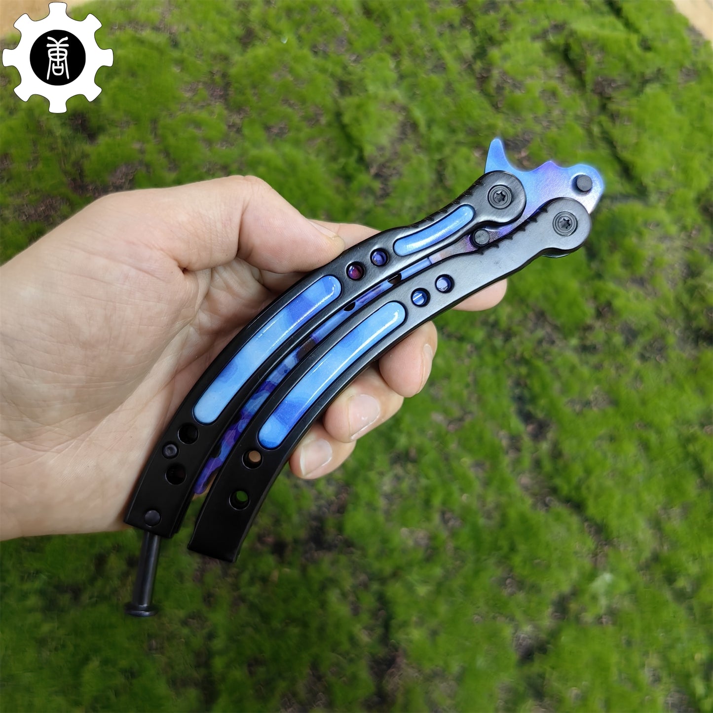 Case Hardened Blue Gem Seed Balisong Game Butterfly Knife 