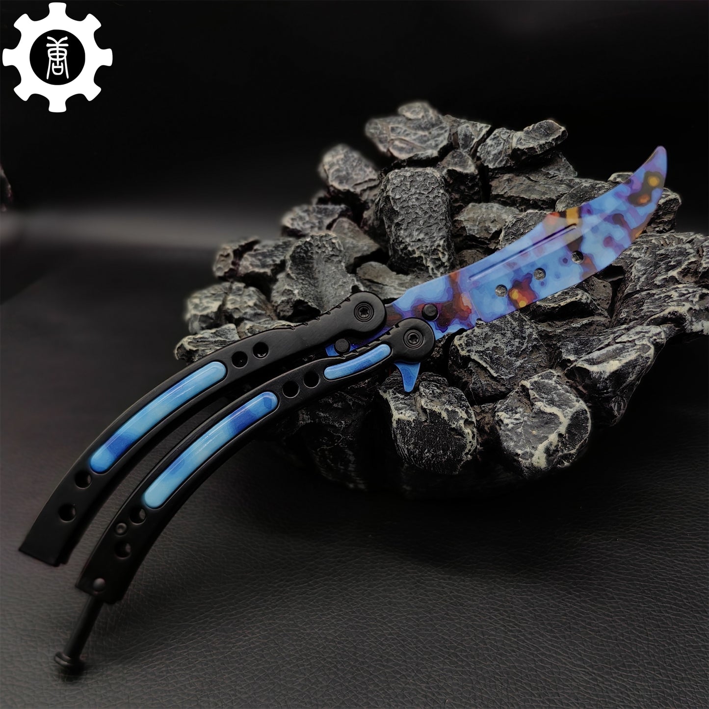 Case Hardened Blue Gem Seed Balisong Game Butterfly Knife 