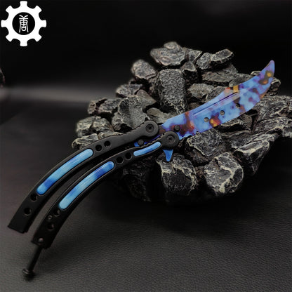 Case Hardened Blue Gem Seed Balisong Game Butterfly Knife 