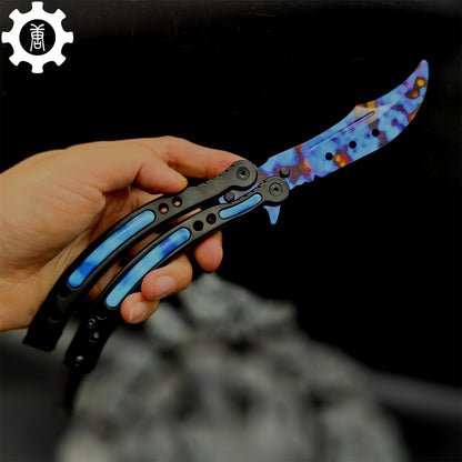 Case Hardened Blue Gem Seed Balisong Game Butterfly Knife 