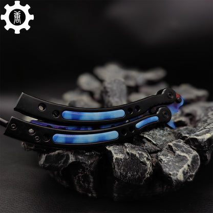 Case Hardened Blue Gem Seed Balisong Game Butterfly Knife 