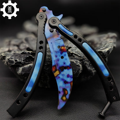 Case Hardened Blue Gem Seed Balisong Game Butterfly Knife 