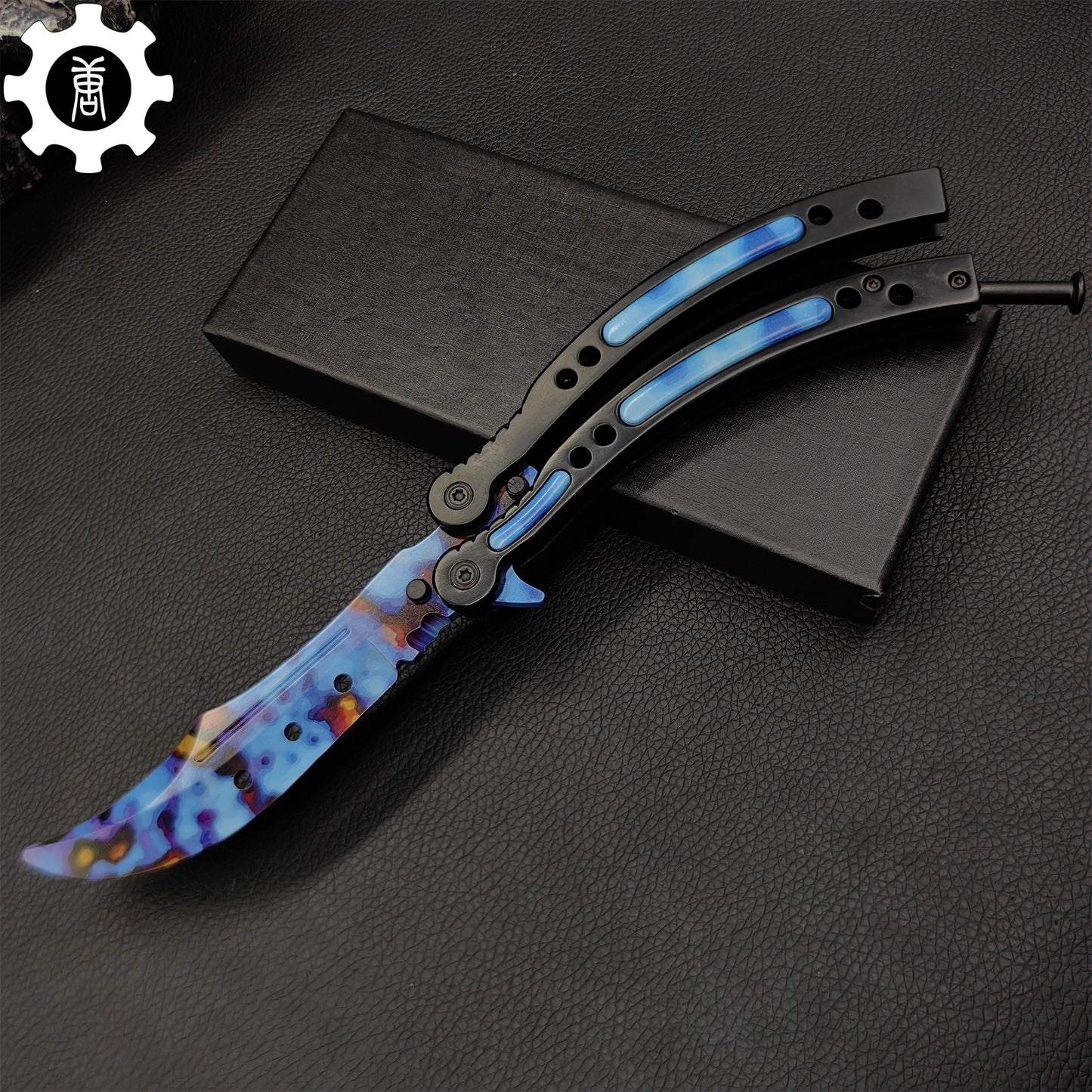 Case Hardened Blue Gem Seed Balisong Game Butterfly Knife 