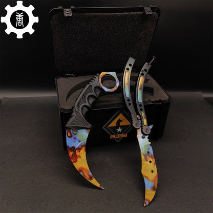 Case Hardened Blunt Blade Karambit & Butterfly Knife Weapon Case