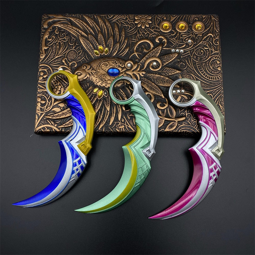 Celadon Dragon Charm Karambit Dull Blade Replica With Leather Sheath