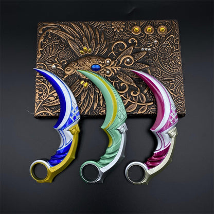 Celadon Dragon Charm Karambit Dull Blade Replica With Leather Sheath