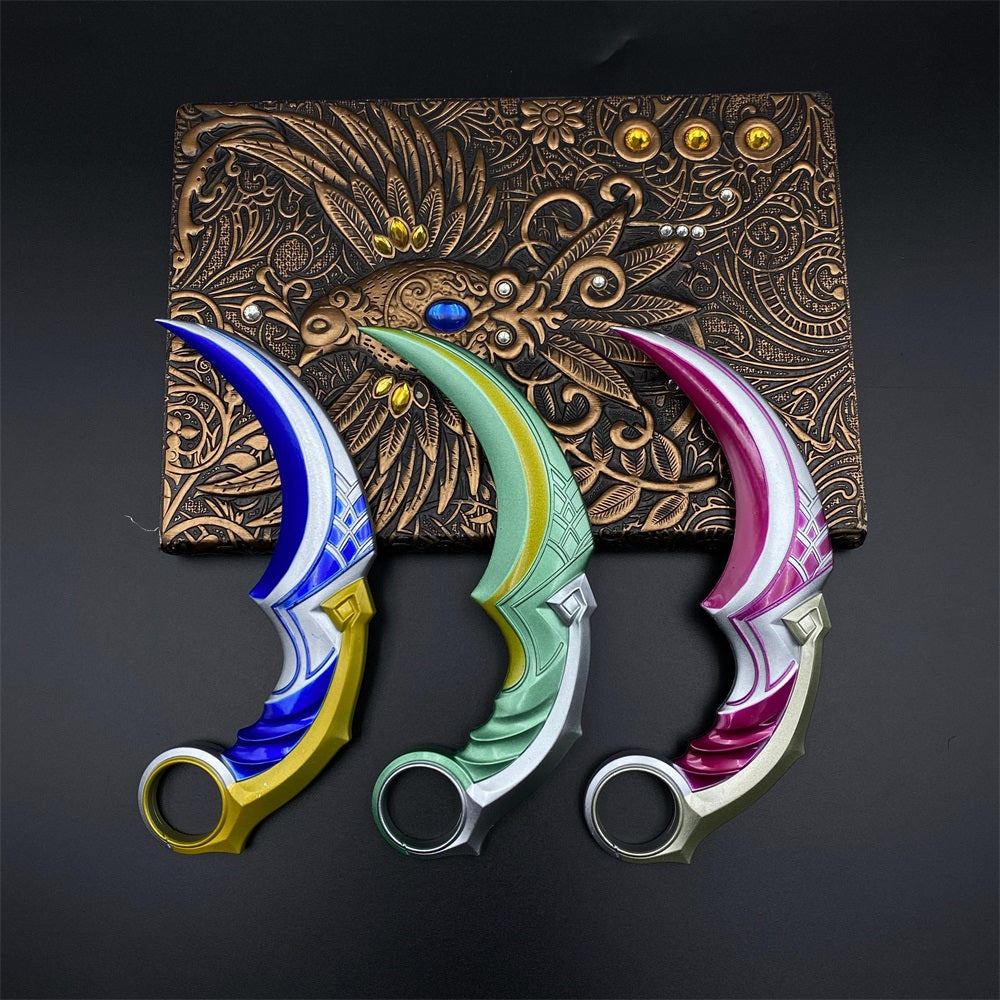 Celadon Dragon Charm Karambit Dull Blade Replica With Leather Sheath