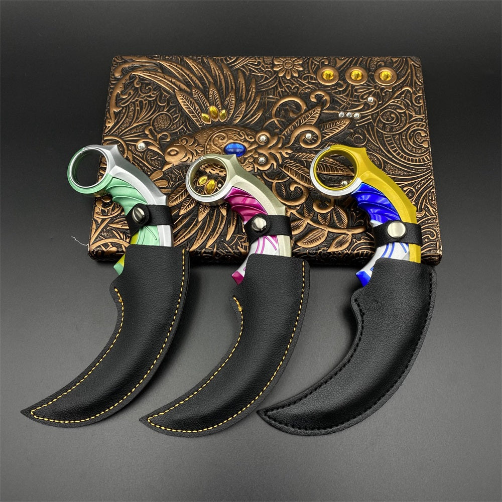 Celadon Dragon Charm Karambit Dull Blade Replica With Leather Sheath