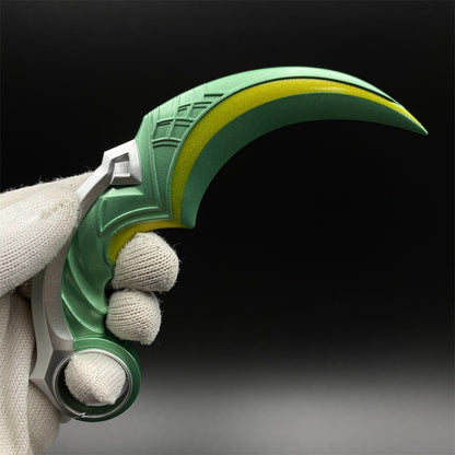 Celadon Dragon Charm Karambit Dull Blade Replica With Leather Sheath