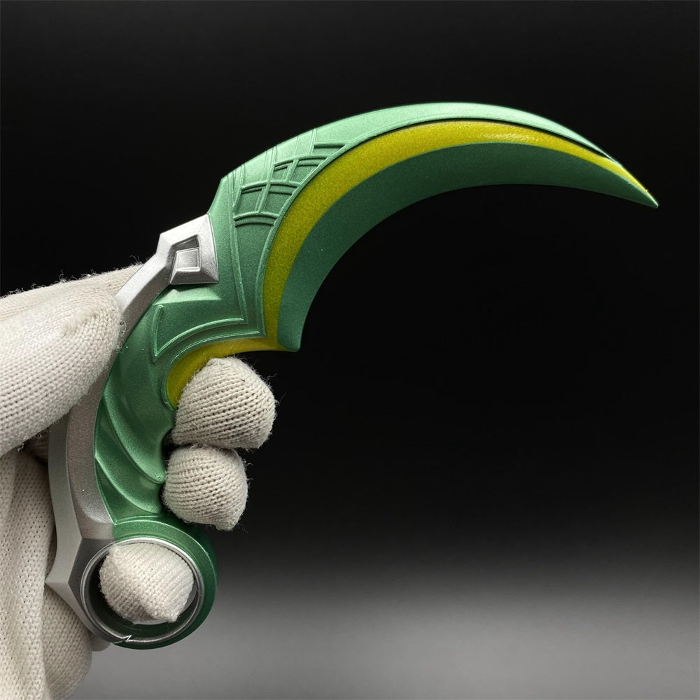 Celadon Dragon Charm Karambit Dull Blade Replica With Leather Sheath