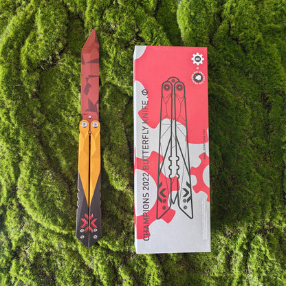 Metal Champion Butterfly Knife Blunt Blade Balisong Trainer Display Fan Art