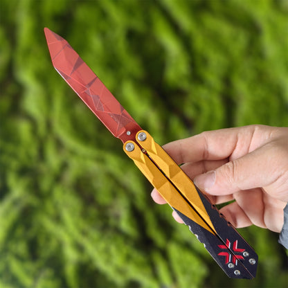 Metal Champion Butterfly Knife Blunt Blade Balisong Trainer Display Fan Art