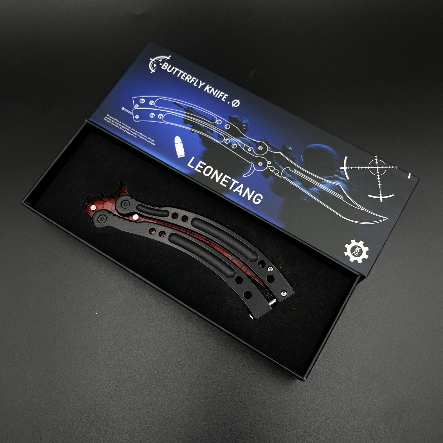 CS Crimson Web Butterfly Knife Blunt Blade Balisong Trainer Game Prop For Display