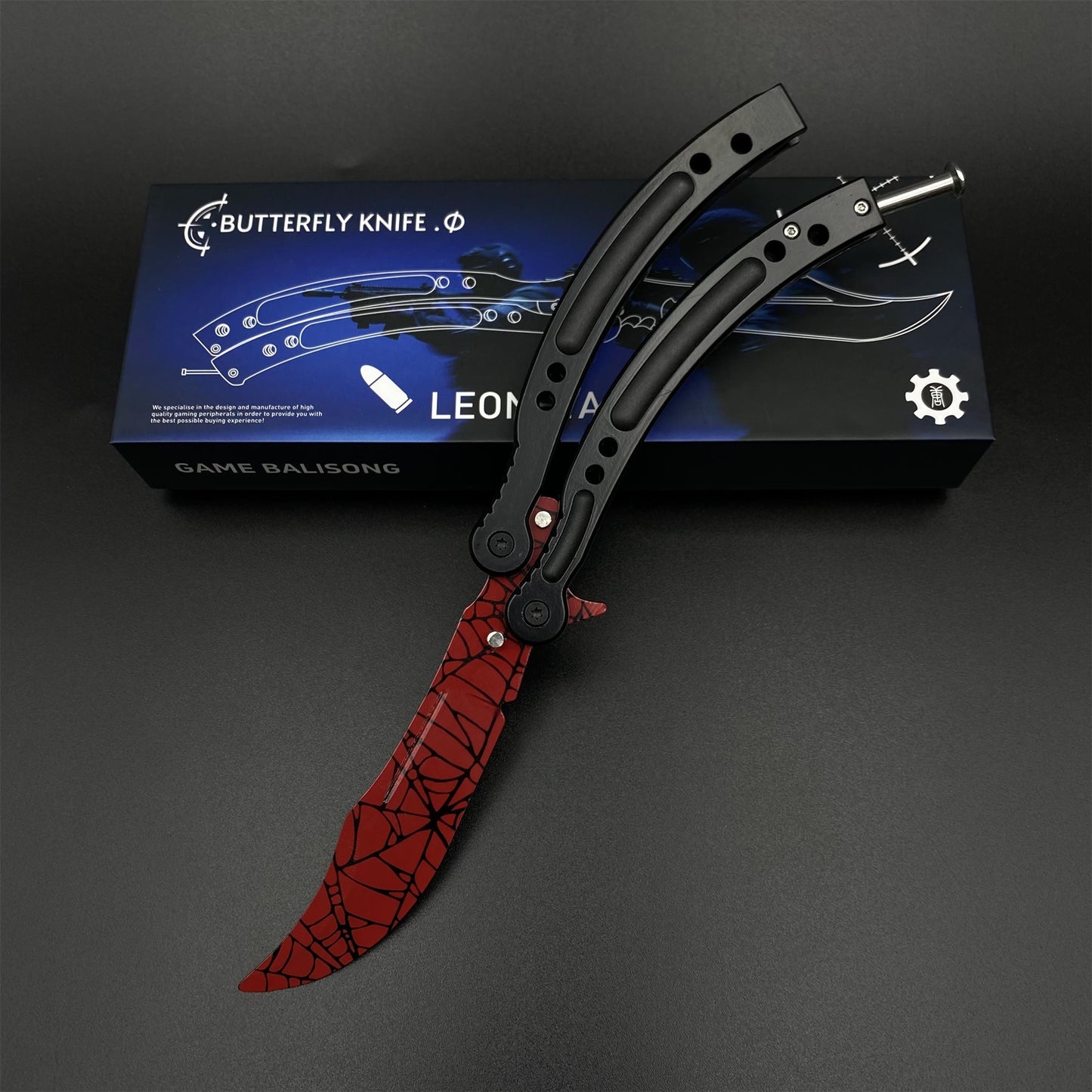 CS Crimson Web Butterfly Knife Blunt Blade Balisong Trainer Game Prop For Display