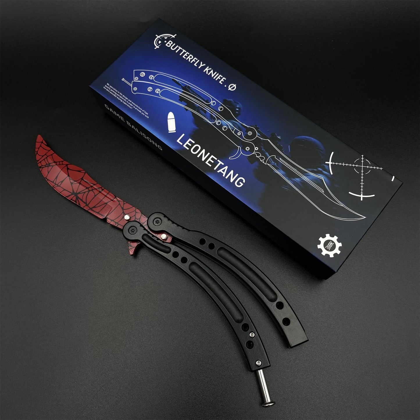 CS Crimson Web Butterfly Knife Blunt Blade Balisong Trainer Game Prop For Display
