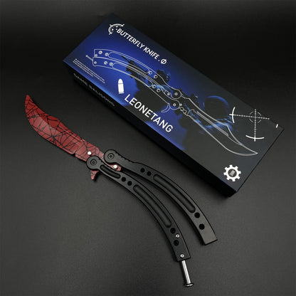 CS Crimson Web Butterfly Knife Blunt Blade Balisong Trainer Game Prop For Display