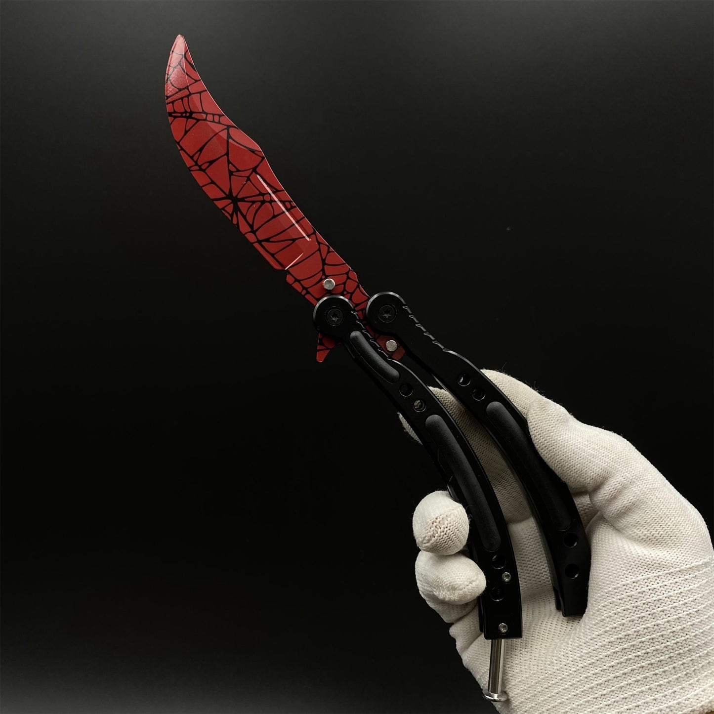 CS Crimson Web Butterfly Knife Blunt Blade Balisong Trainer Game Prop For Display