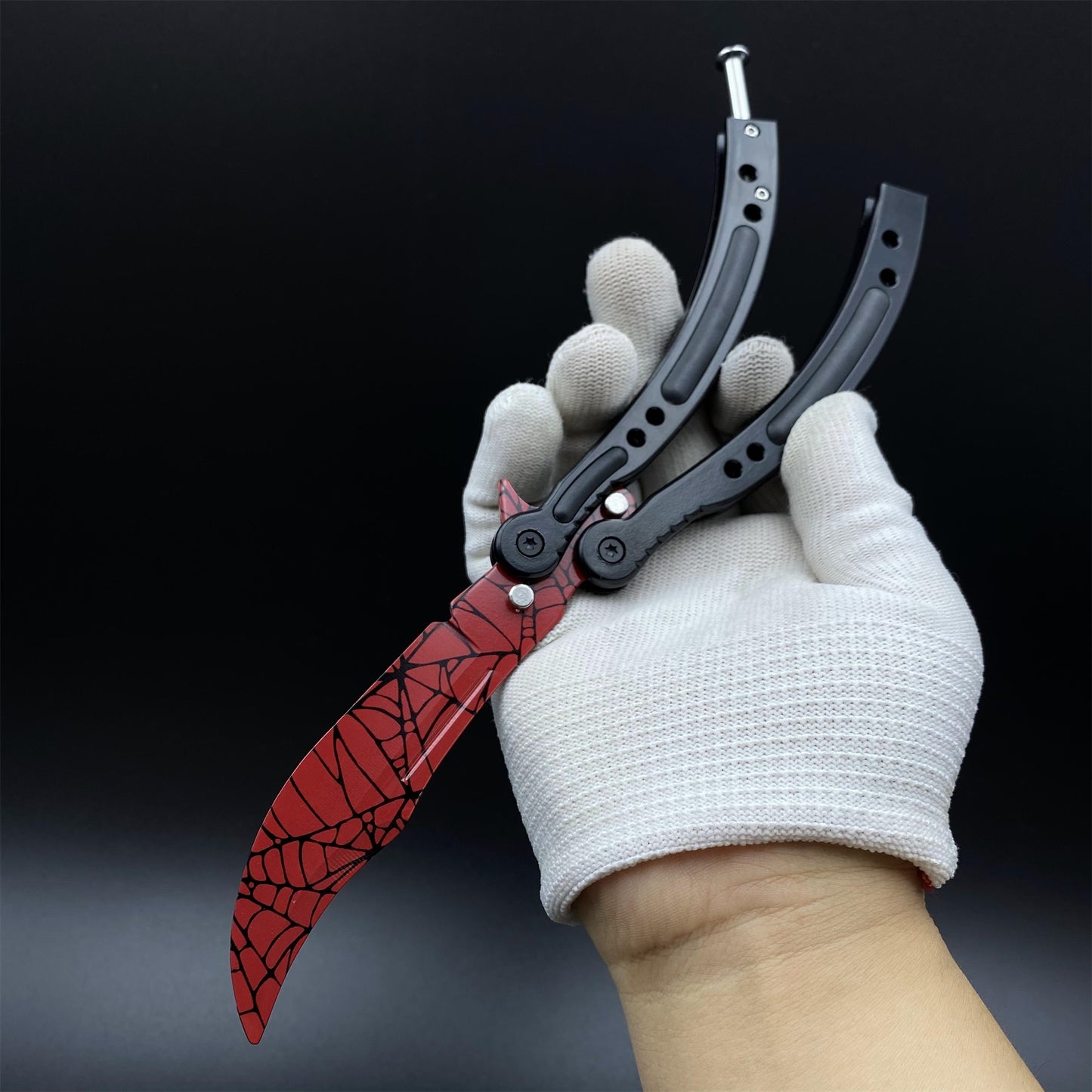 CS Crimson Web Butterfly Knife Blunt Blade Balisong Trainer Game Prop For Display