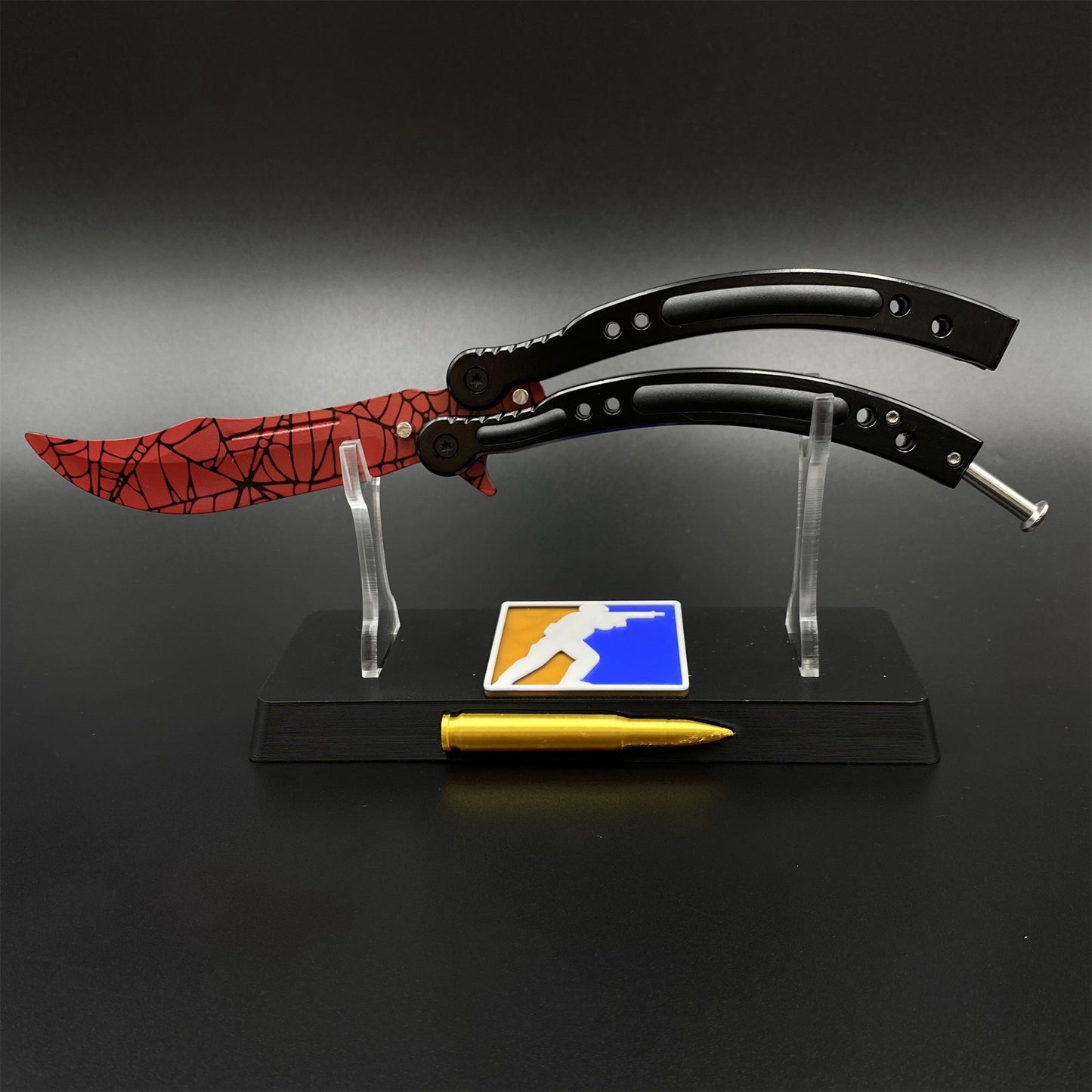 CS Crimson Web Butterfly Knife Blunt Blade Balisong Trainer Game Prop For Display