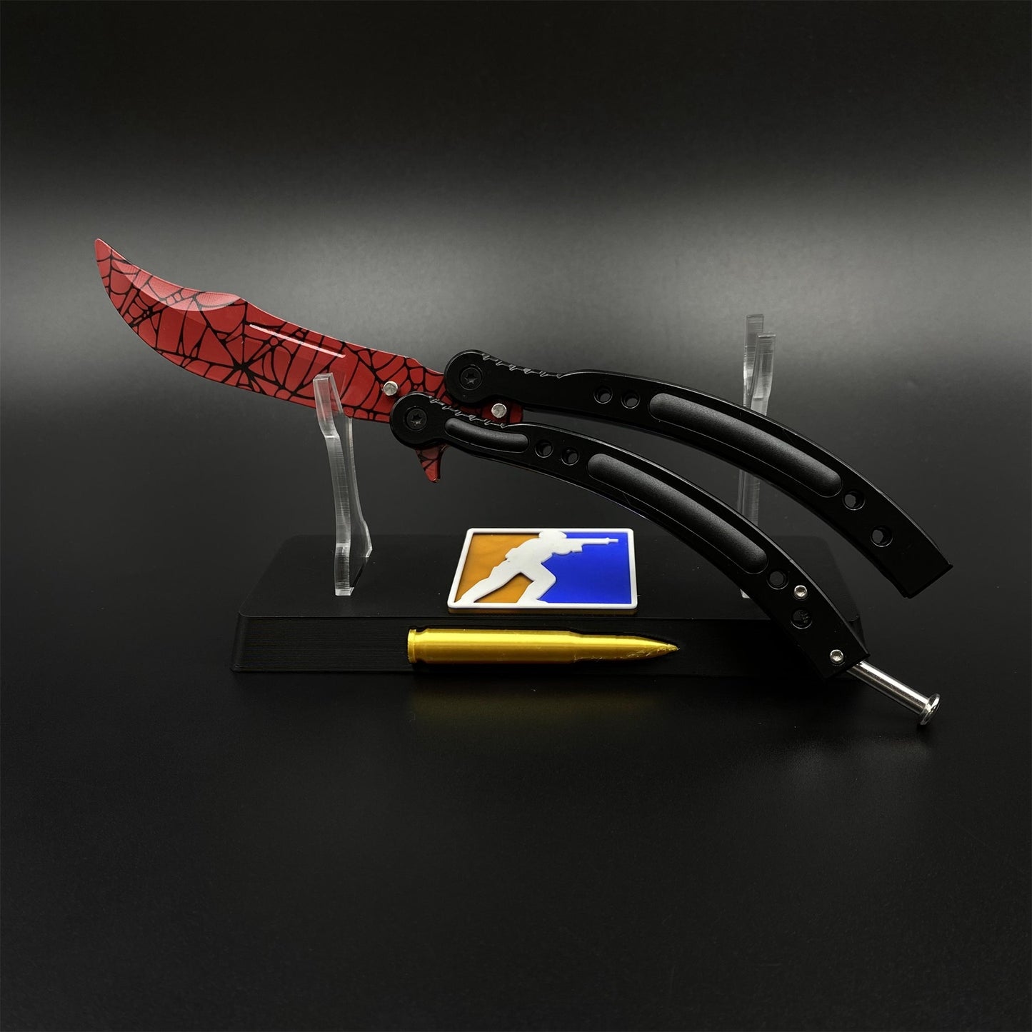 CS Crimson Web Butterfly Knife Blunt Blade Balisong Trainer Game Prop For Display