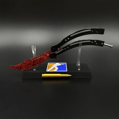 CS Crimson Web Butterfly Knife Blunt Blade Balisong Trainer Game Prop For Display