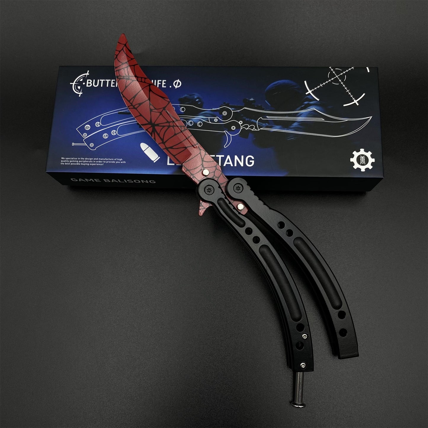 CS Crimson Web Butterfly Knife Blunt Blade Balisong Trainer Game Prop For Display