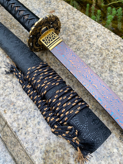 Red Dragon Blade Damascus Steel Katana