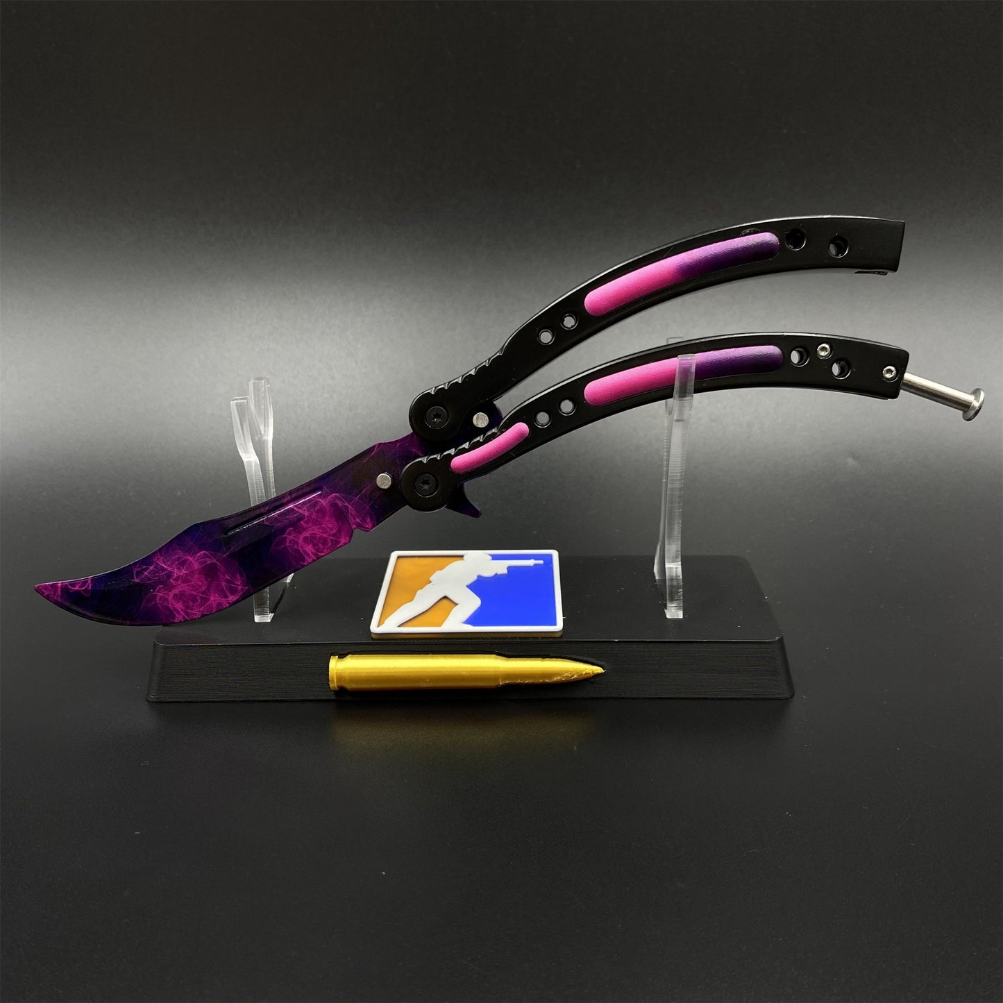 CS Butterfly Knife Doppler Phase Blunt Balisong Trainer - Display Prop