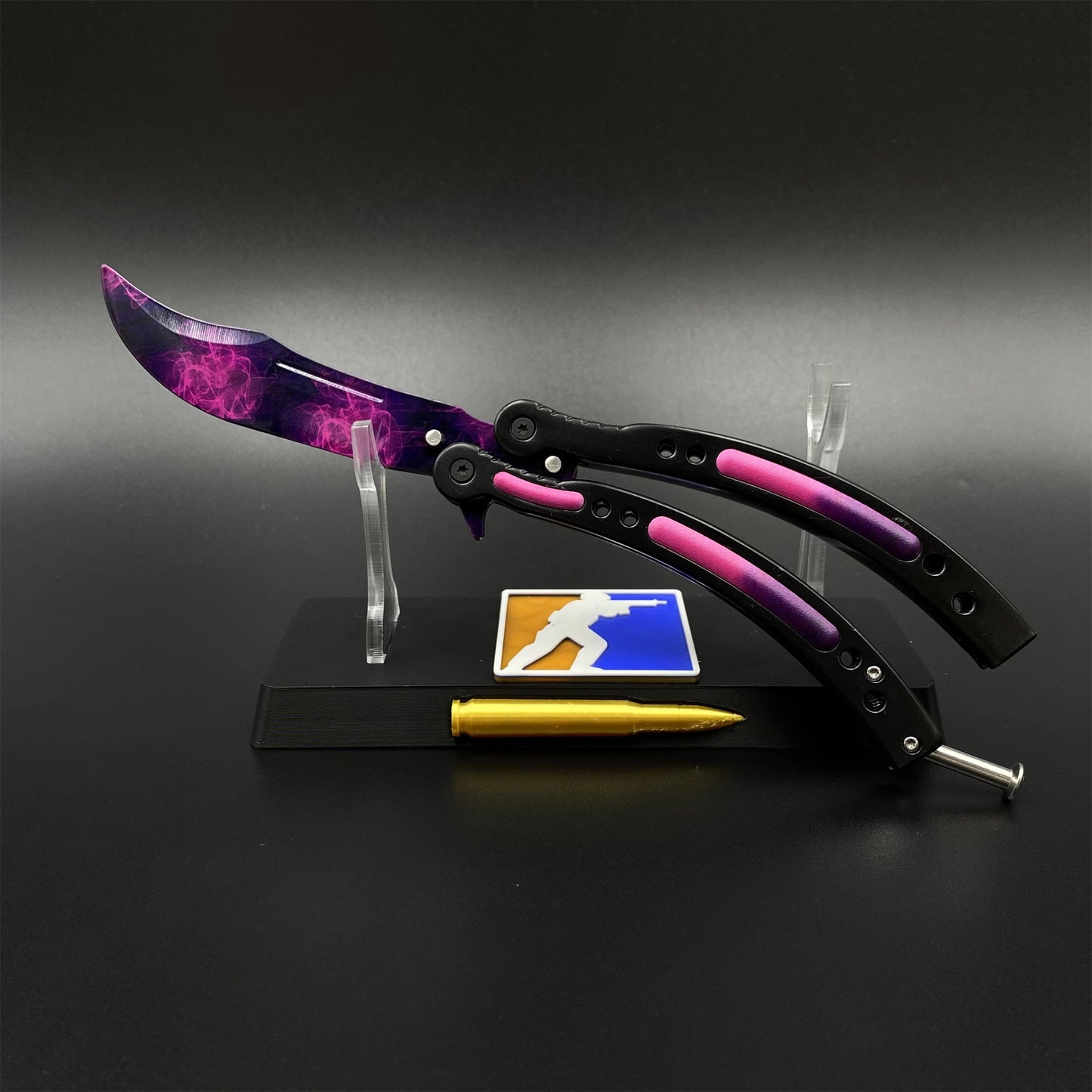 CS Butterfly Knife Doppler Phase Blunt Balisong Trainer - Display Prop