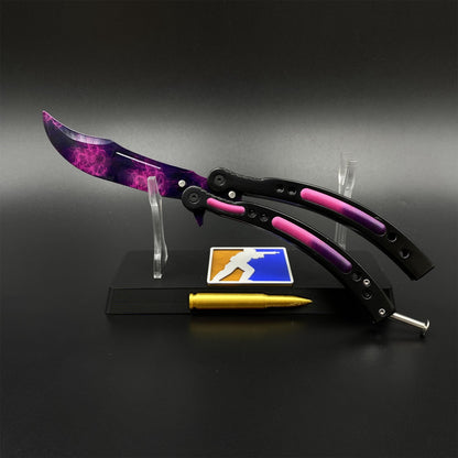 CS Butterfly Knife Doppler Phase Blunt Balisong Trainer - Display Prop