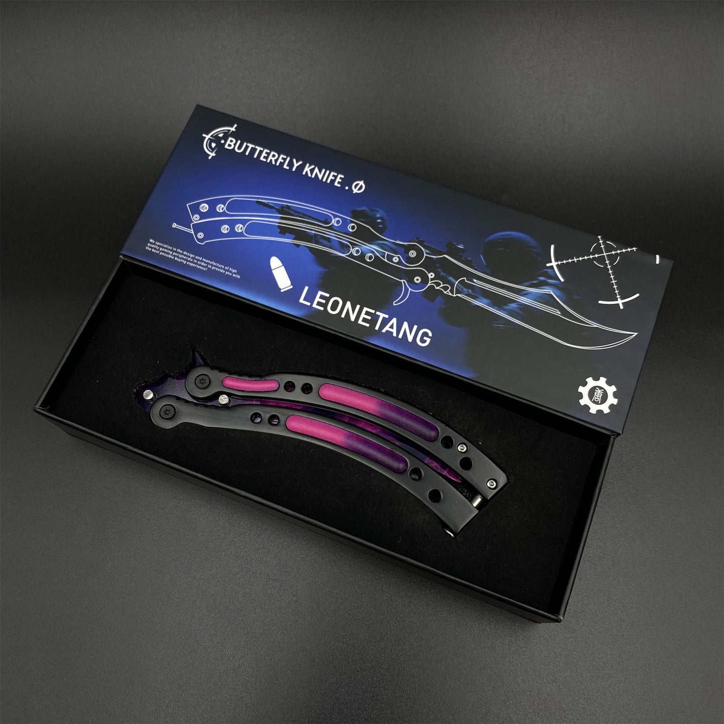 CS Butterfly Knife Doppler Phase Blunt Balisong Trainer - Display Prop